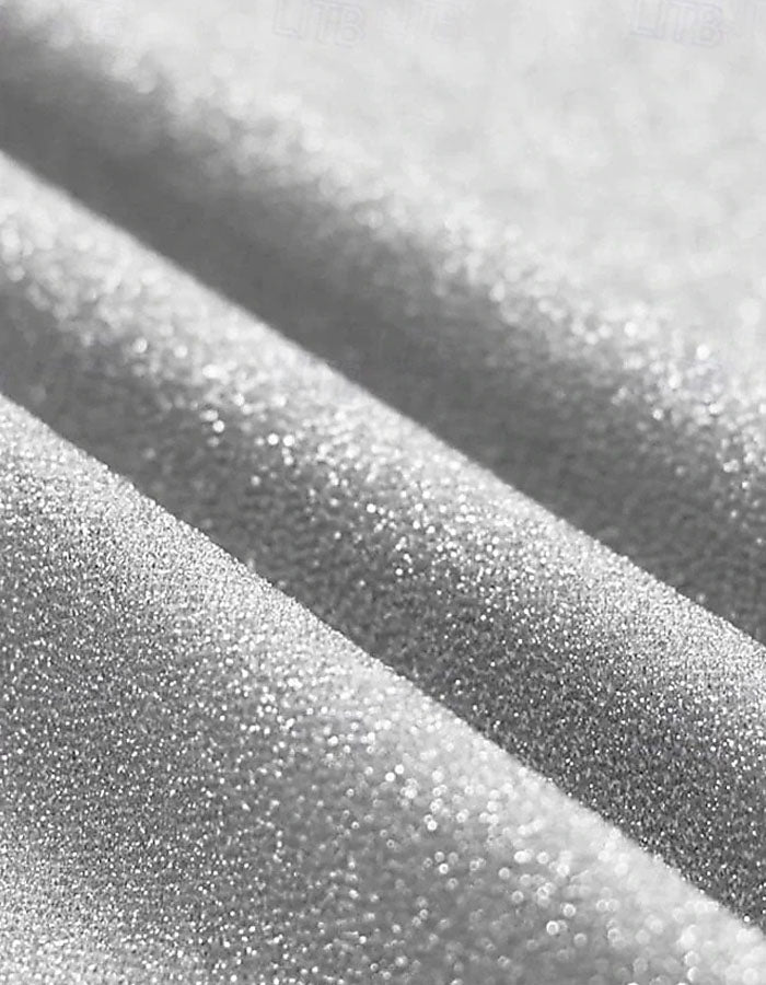 Abito lungo in chiffon tinta unita con paillettes, monospalla e spacco