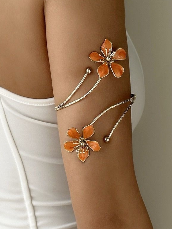 Flowers Enamel Spring Open Bracelet