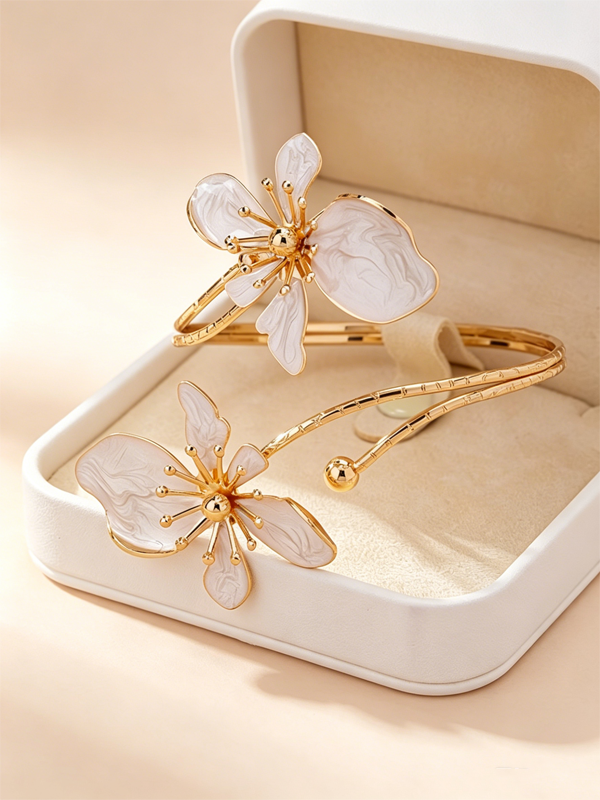 Blumen Emaille Frühling Offenes Armband