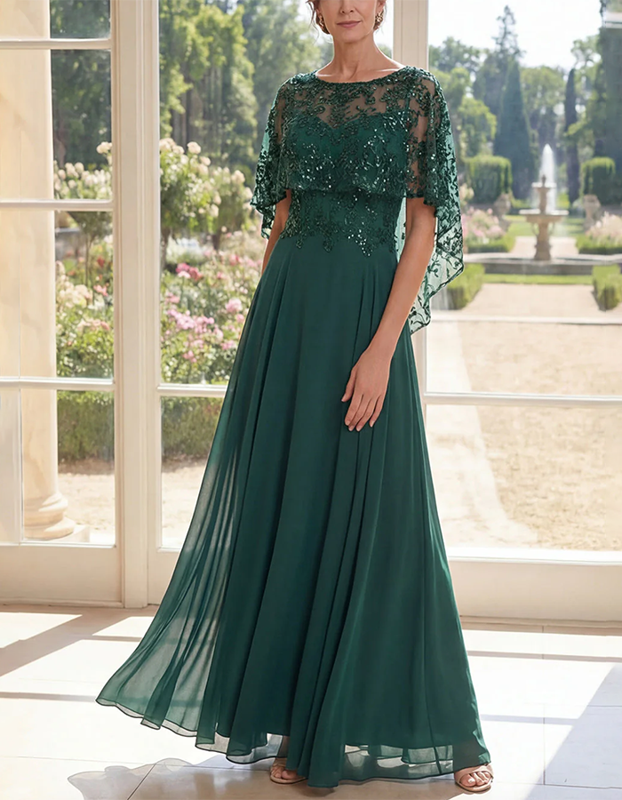 emerald green lace bridesmaid dresses Illusion Round Neck Sequin Capelet Chiffon A-Line M – Elirelle Color:Coffee Color Miluxas Women's Halter Neck Length: Knee-length / midi dress Lace styles Off the Shoulder 6