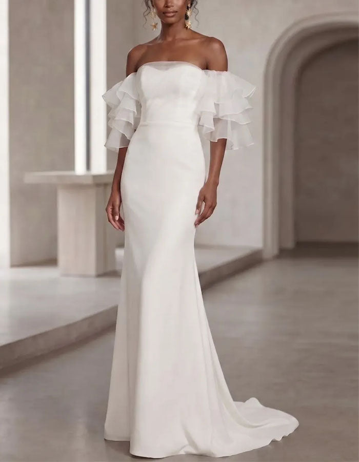 Vestido maxi de cor sólida sem alças