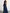 Abito lungo in chiffon con pizzo floreale e scollo all'americana blu navy