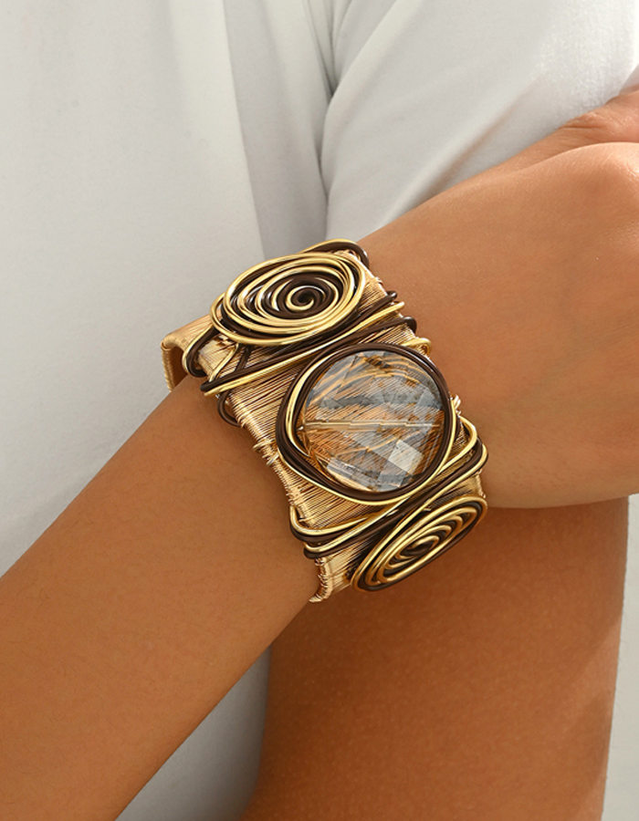 Bracciale Vintage a Cerchio con Fili Avvolti a Strati Multipli