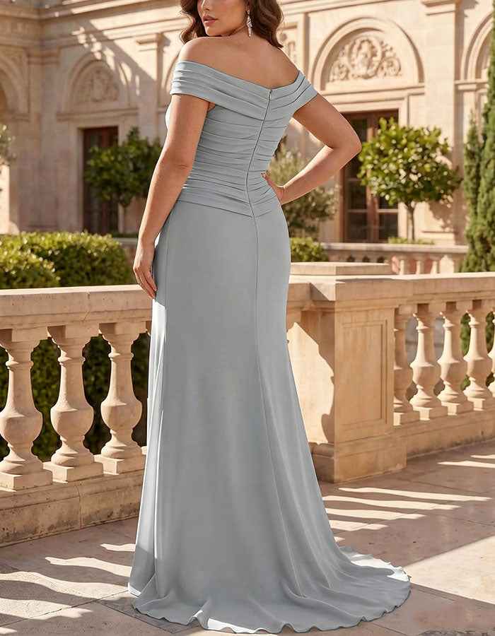 Grey Marl Off The Shoulder Maxi Dress