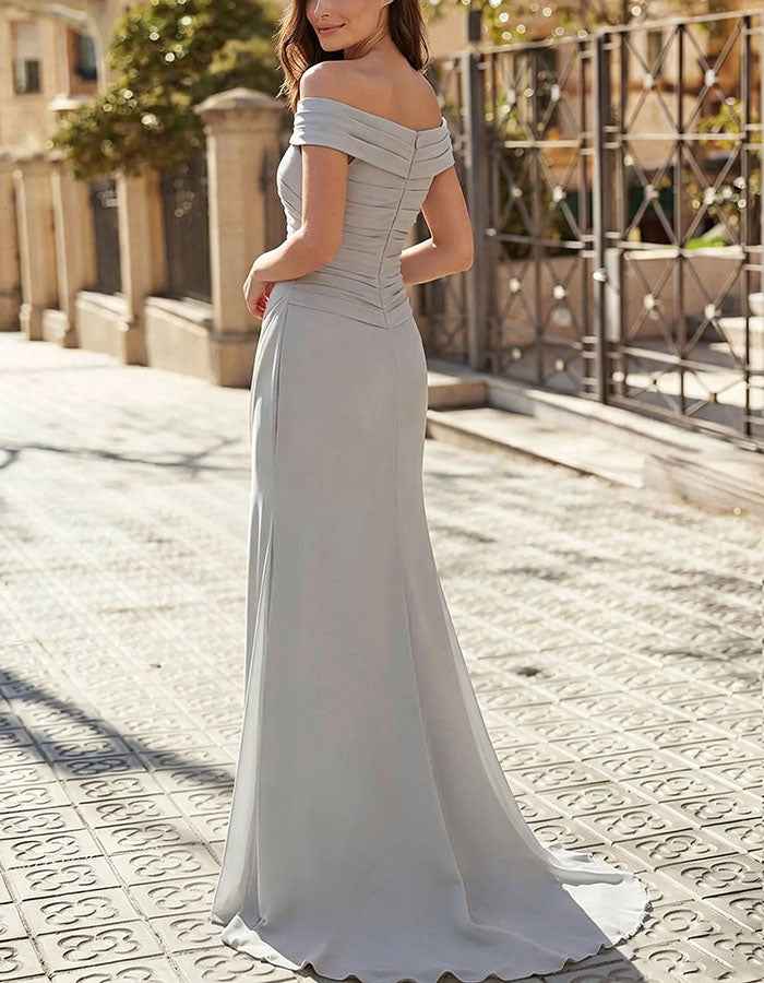 Grey Marl Off The Shoulder Maxi Dress