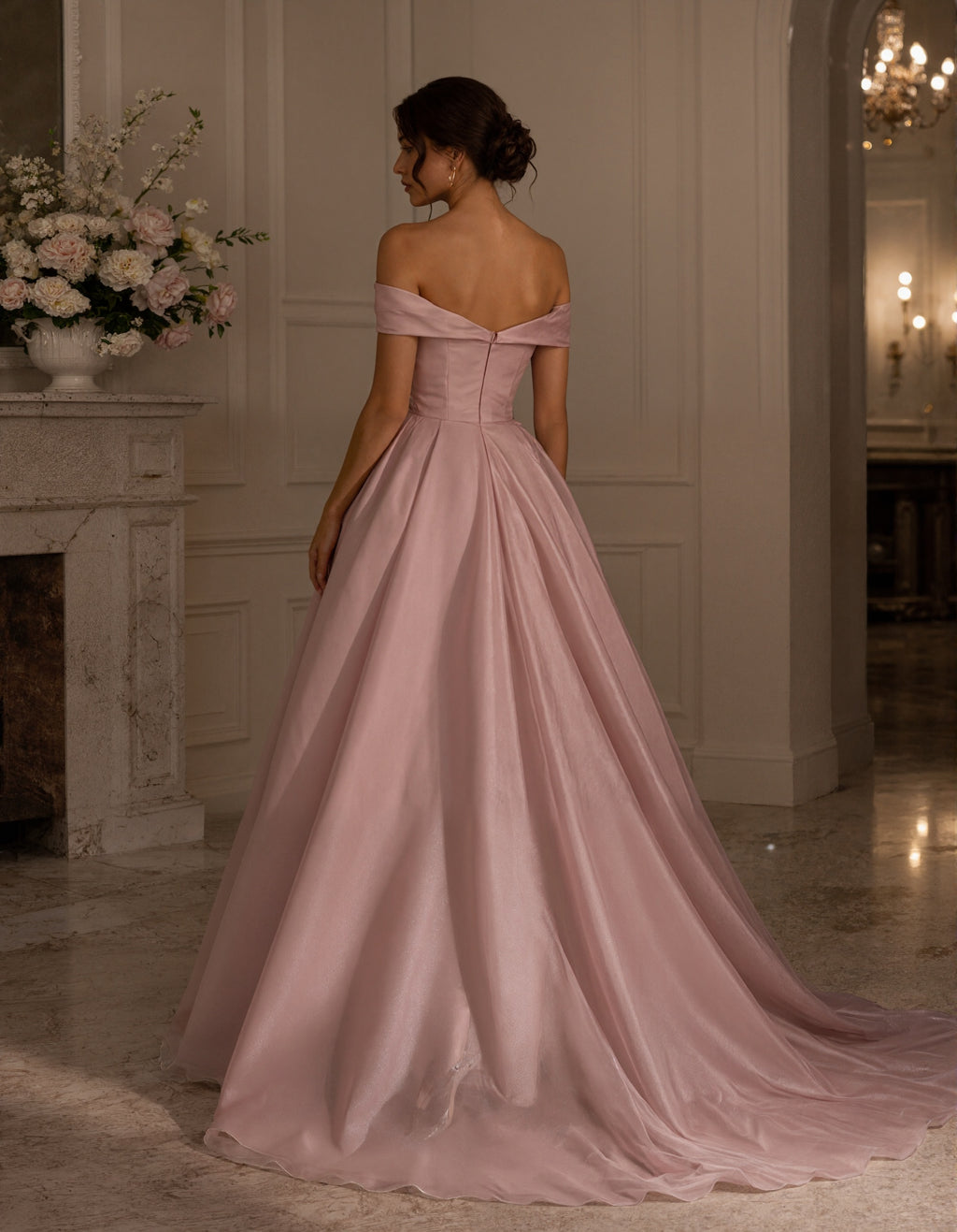 Pink Off The Shoulder Maxi Dress
