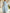 Light Blue Round Neck Side 3D Rose Long Cape Sleeve Chiffon Maxi Dress
