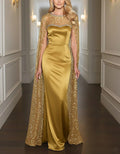 Solid Color Satin With Sequins Maxi Dress