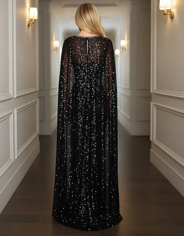 Robe longue unie en satin avec sequins  