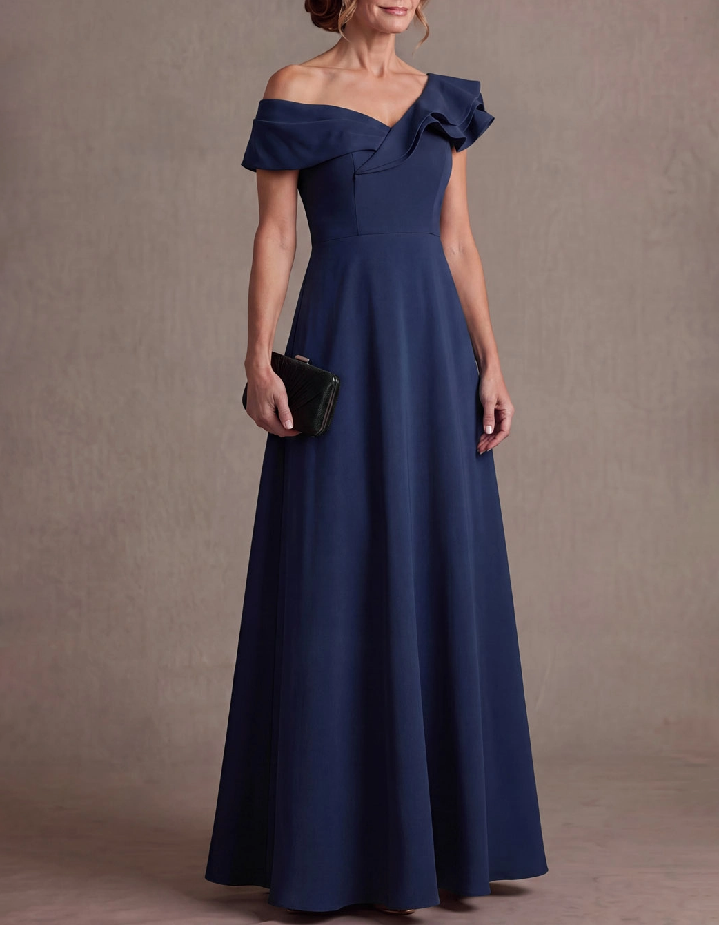 Asymmetrical Off Shoulder Ruffle A-Line Maxi Dress