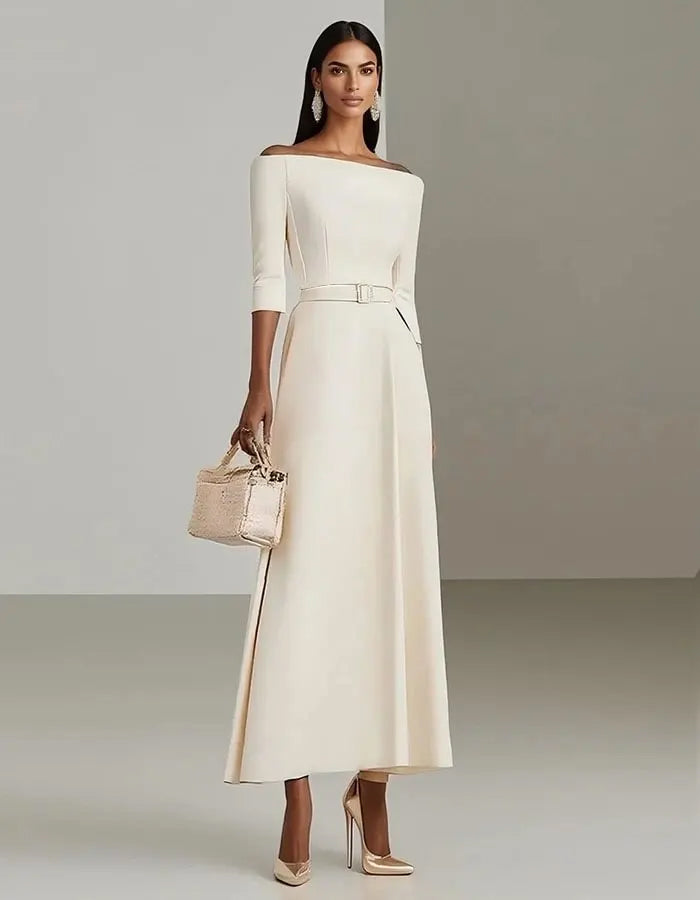 Vestido Midi Sin Hombros con Medias