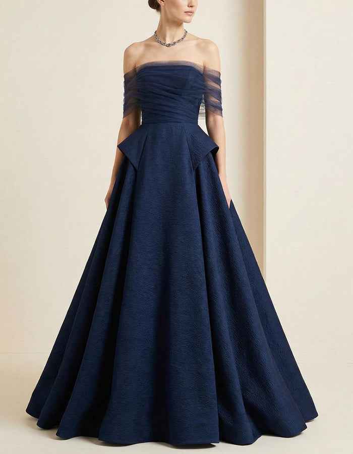 Dark Blue Off Shoulder Maxi Dress