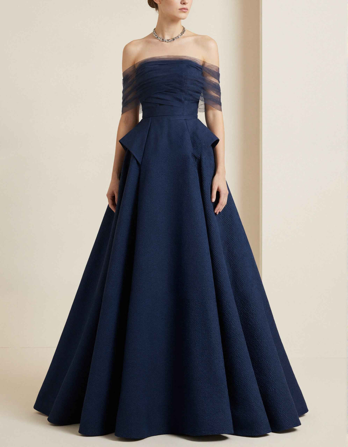 Dark Blue Off Shoulder Maxi Dress