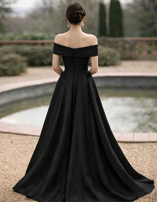 Solid Color Satin Off Shoulder 3D Floral Maxi Dress