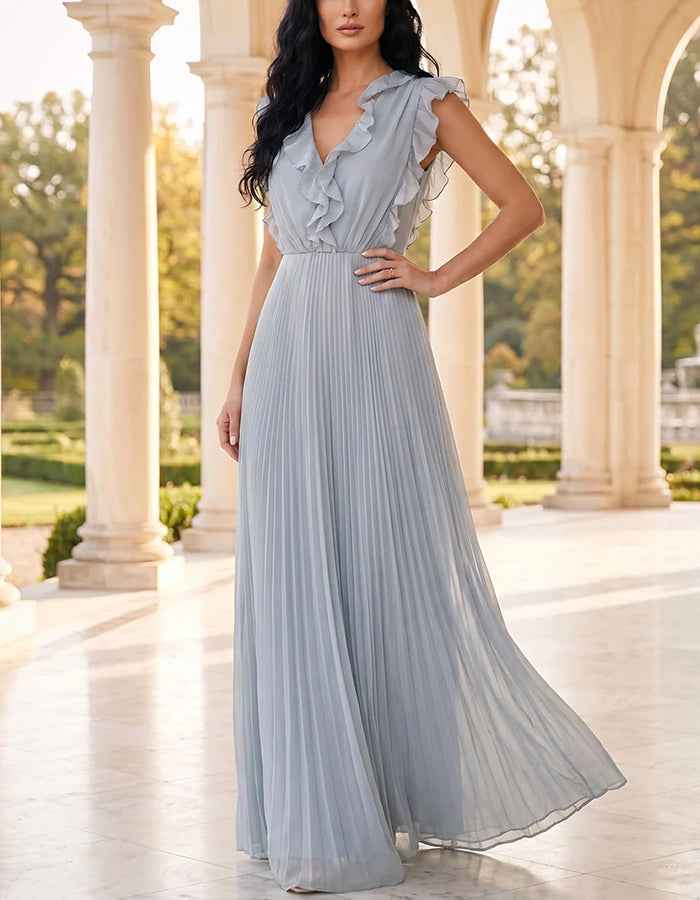 Navy Blue Off-the-Shoulder Ruched Satin A-Line Maxi Dress