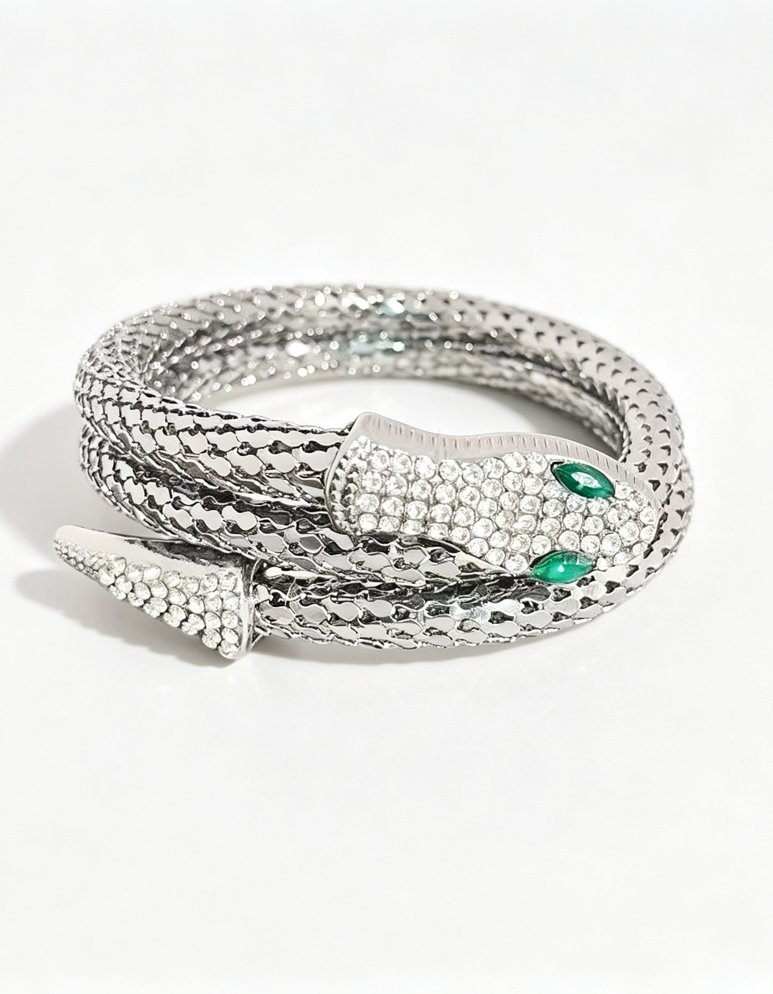 Bracciale rigido a serpente in lega, impreziosito da strass, per donna, da sera