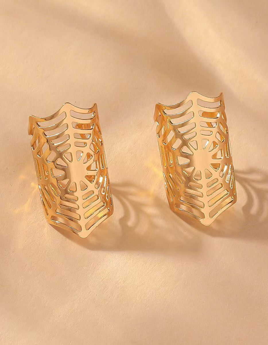 Cuff aperto a forma di ragnatela argentata per l'orecchio da donna, festa di Halloween