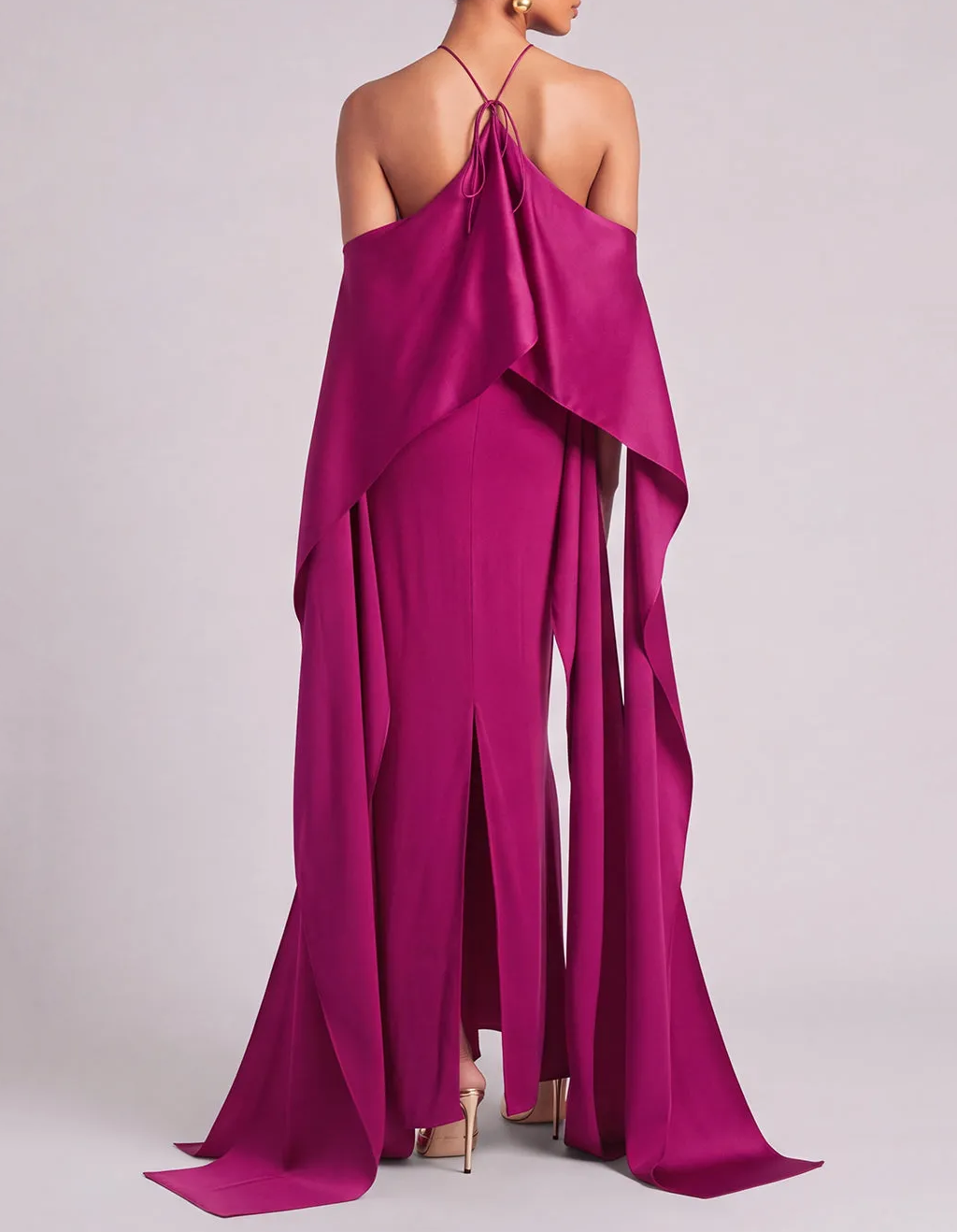 Vestido largo formal de terciopelo con escote en V, mangas largas y falda de sirena