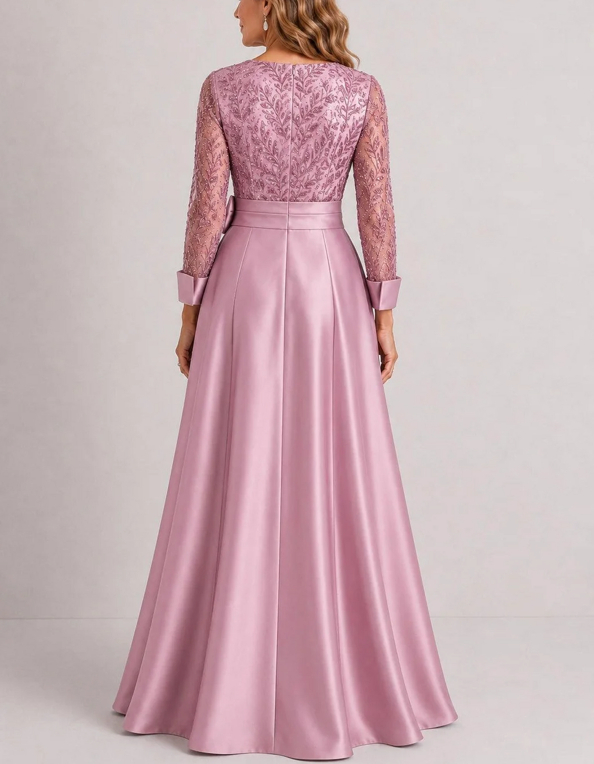 V Neck Wrap Satin With 3D Rose & Front Slit Maxi Dress