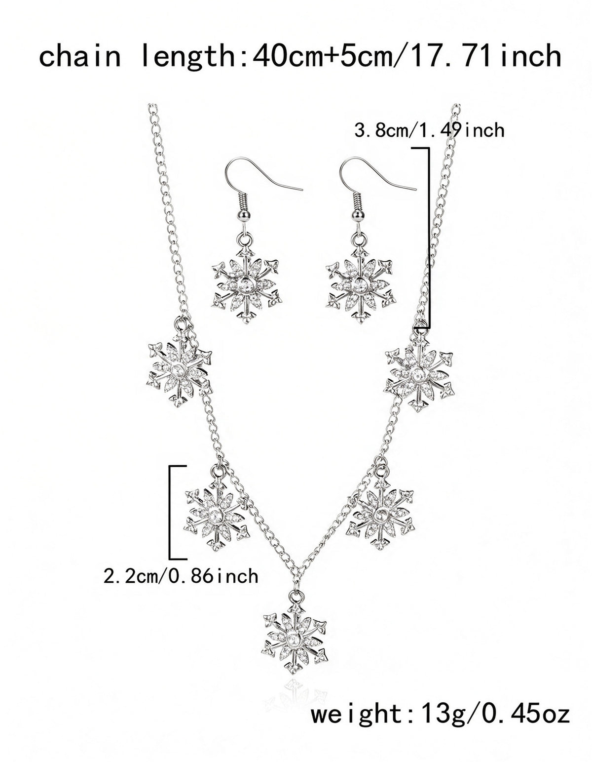 Schmuckset mit Weihnachtsschneeflocken und Strasssteinen
