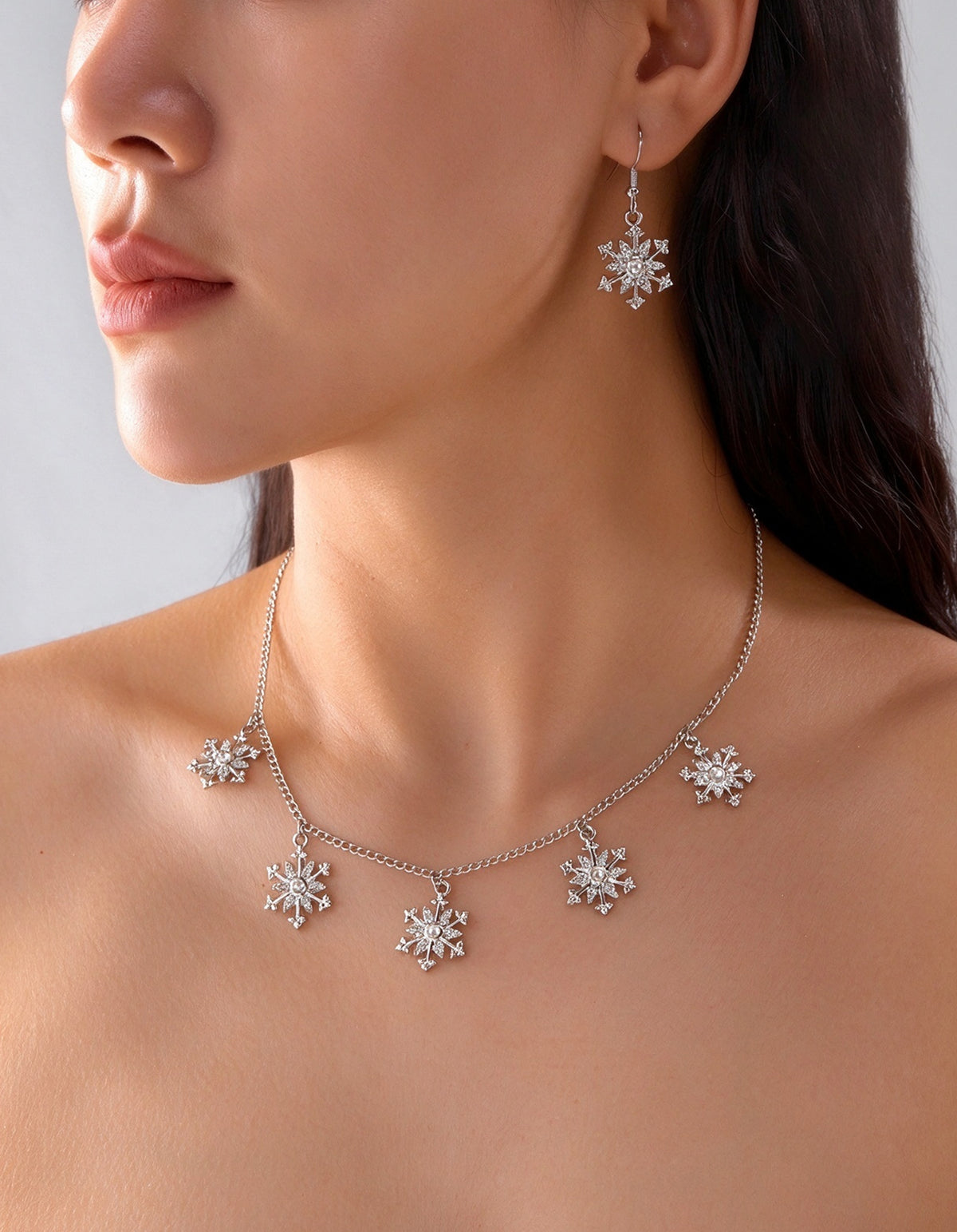 Christmas Snowflake Rhinestone Jewelry Set