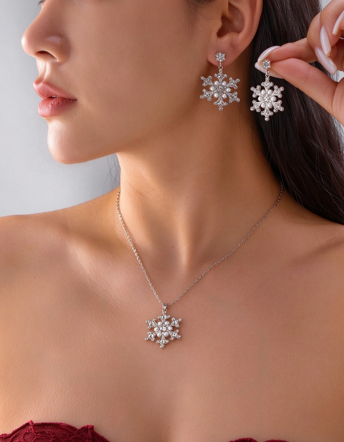 Christmas Snowflake Rhinestone Jewelry Set