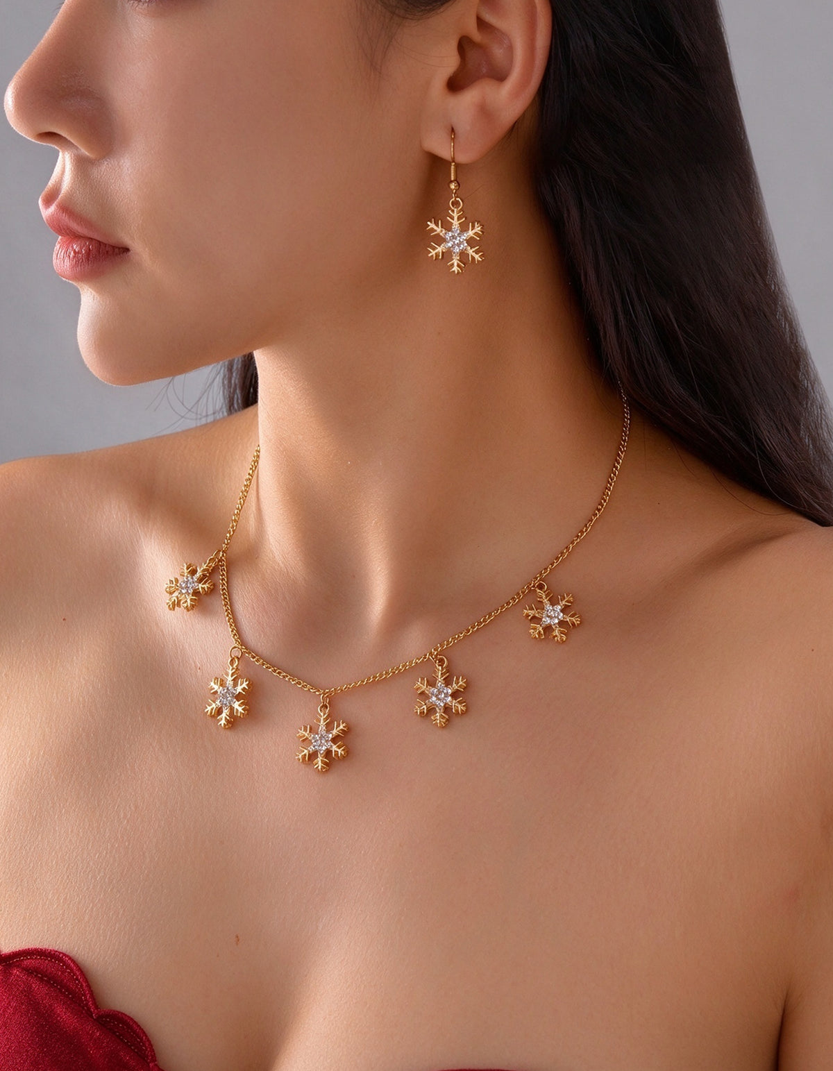 Christmas Snowflake Rhinestone Jewelry Set