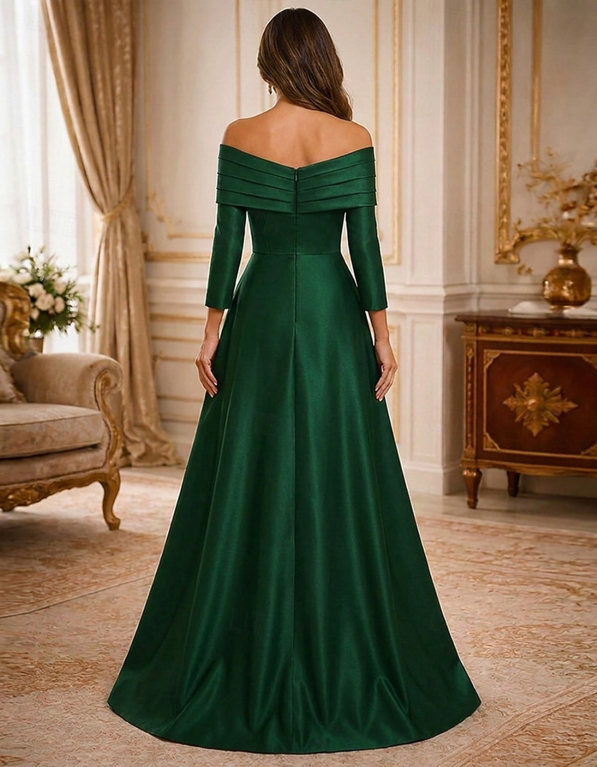 Robe longue en satin unie épaules dénudées