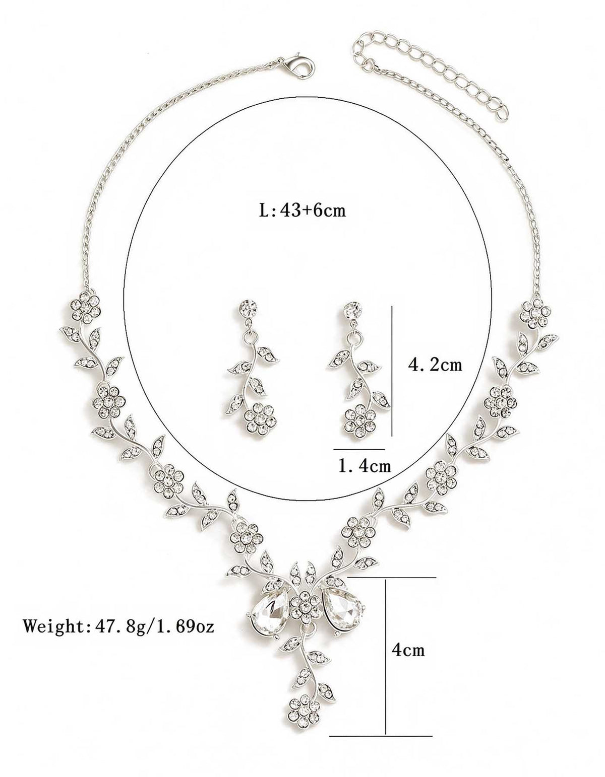 Goldfarbenes florales Weinranken-Rhinstein-Brautschmuck-Set