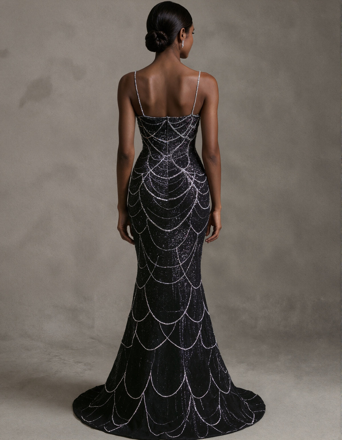 Black Spaghetti Strap Mermaid Evening Gown