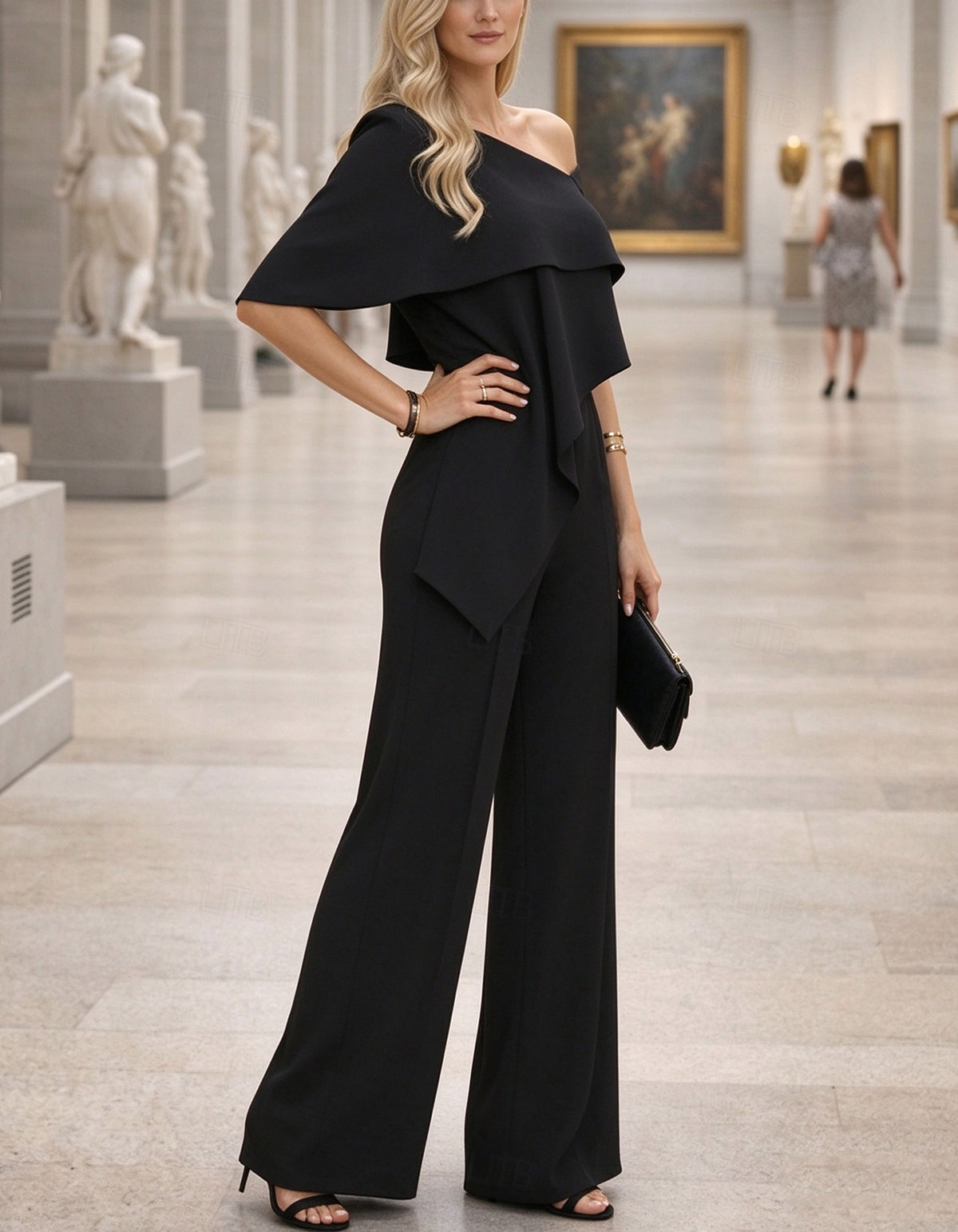 Rochie salopetă neagră asimetrică