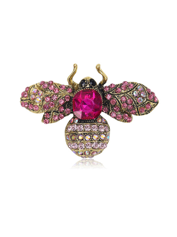 Broche vintage de abeja con cristal y diamantes