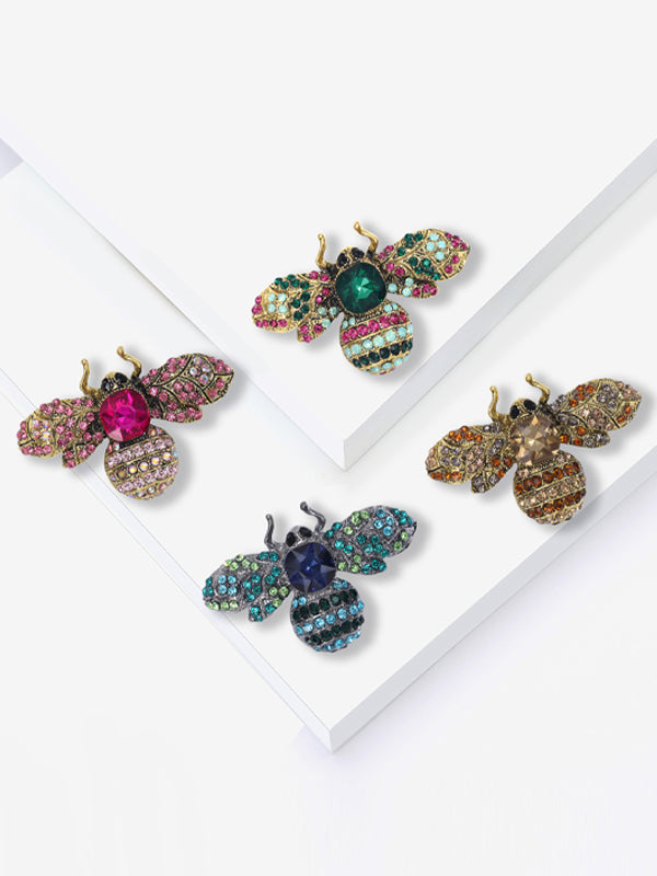 Vintage-Brosche mit Kristallen und Diamanten in Bienenform  