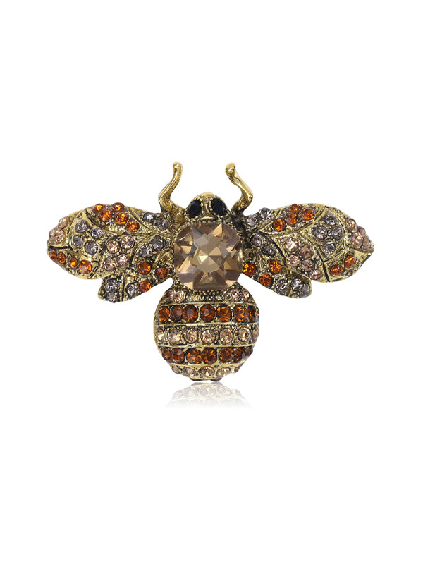Broche vintage de abeja con cristal y diamantes