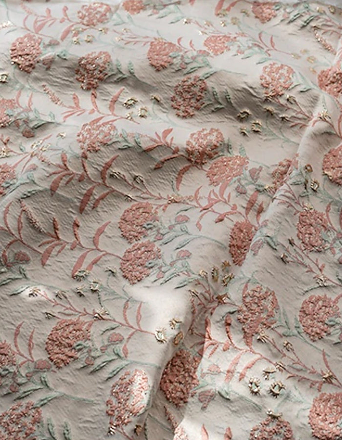 Robe jacquard florale sans manches à col rond et coupe trapèze