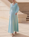 Light Green V-neck Chiffon Maxi Dress