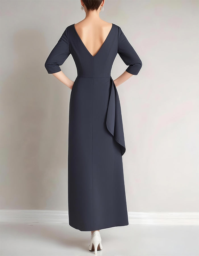 Navy Off The Shoulder Mermaid Mother Of The Bride Midi Dress