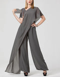 Solid Color V-neck Chiffon Crisscross Jumpsuit
