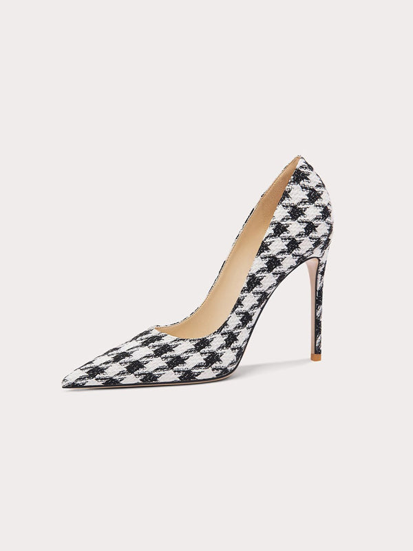 Houndstooth Low Cut High Heels