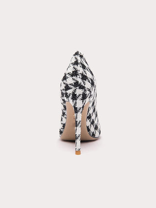 Escarpins à talons hauts à motif pied-de-poule, coupe basse