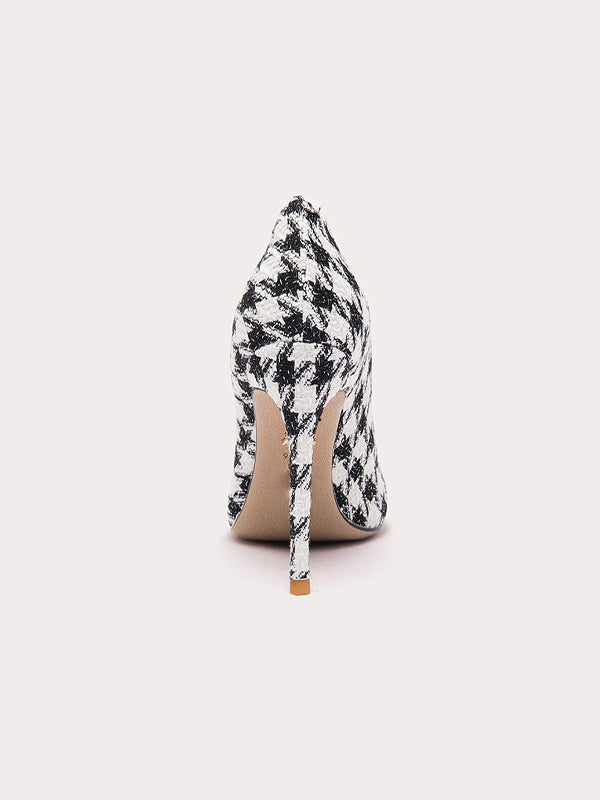 Houndstooth Low Cut High Heels