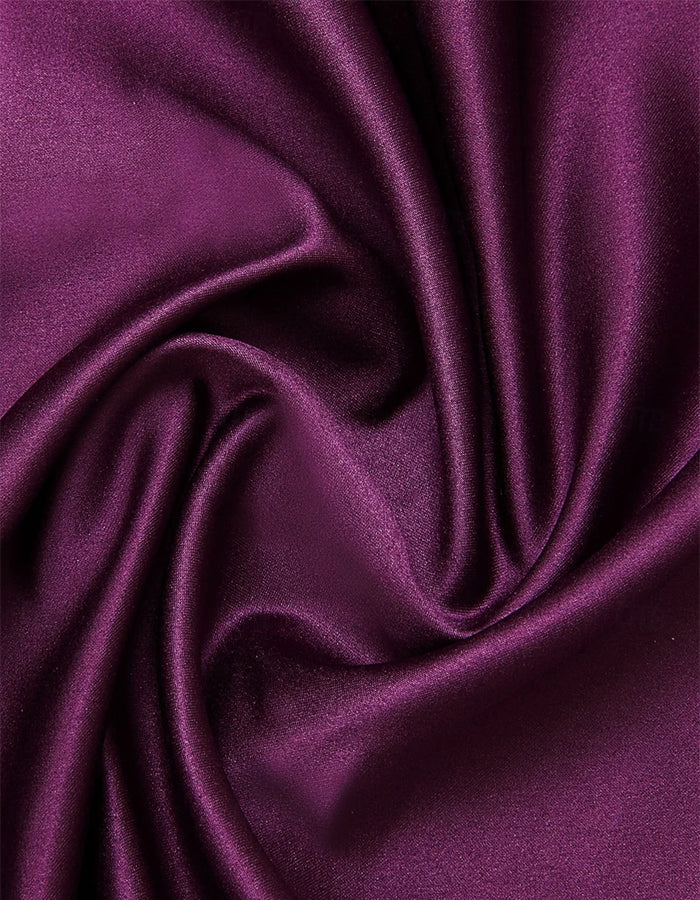 Lila A-Linien Maxikleid mit V-Ausschnitt, Satin, Spitze und Applikationen, Brautmutterkleid