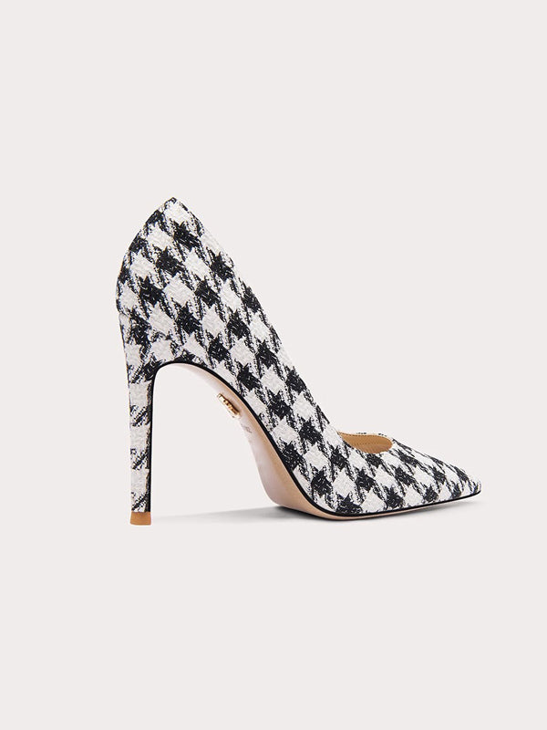 Houndstooth Low Cut High Heels