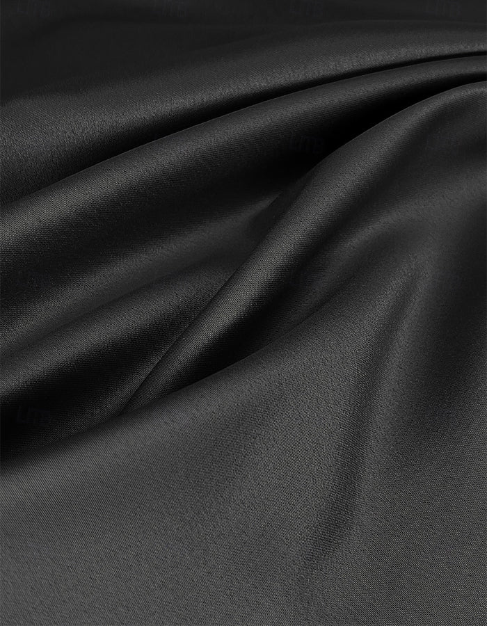 A-Linien kurzärmliges V-Ausschnitt Satin-Midi-Kleid  