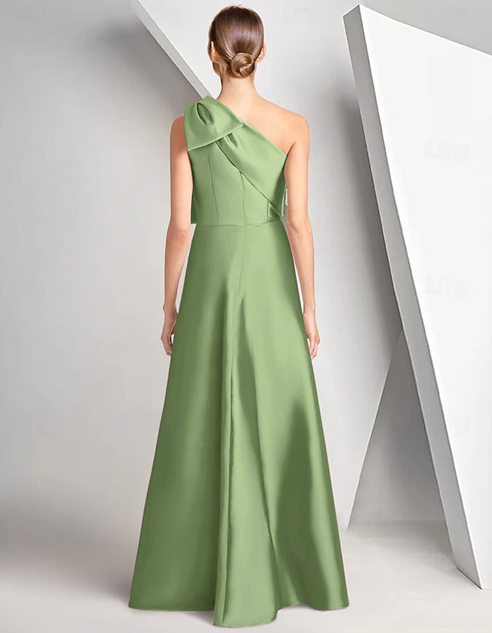 Eén schouder satijnen pailletten bodycon maxi-jurk