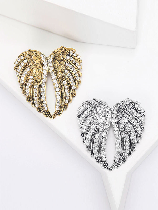 Spilla vintage in lega con diamanti a forma di ali