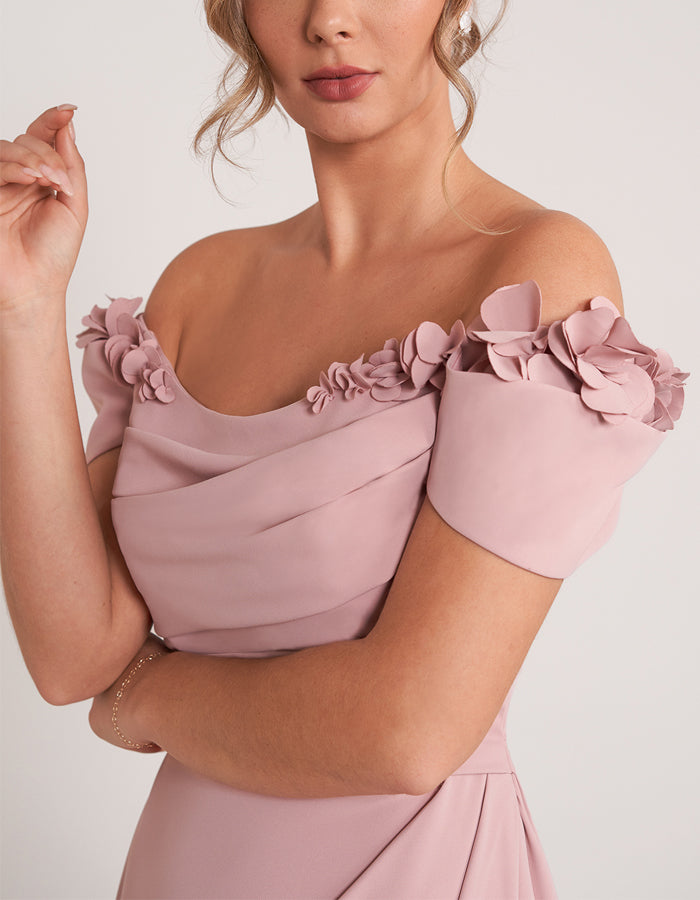 Abito lungo rosa fit and flare