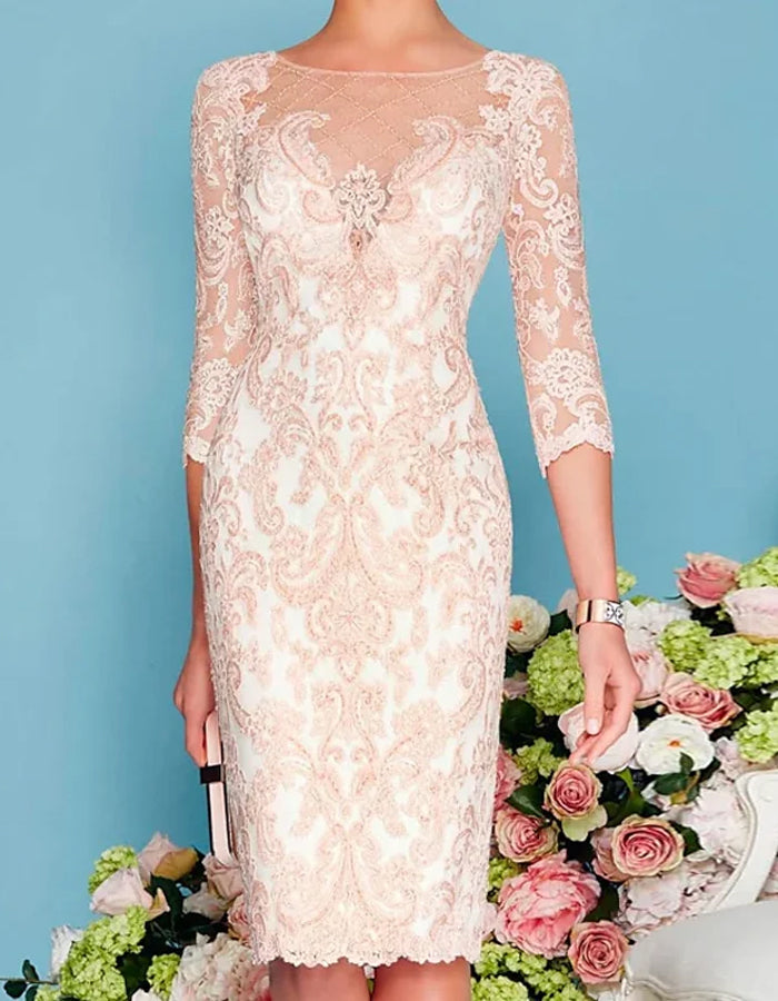 Completo abito in pizzo rosa