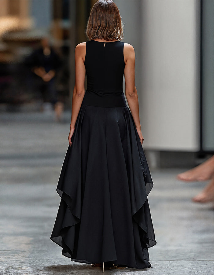 Black Sleeveless Slit Slim Fit Maxi Dress