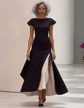 Elegant Color-block Slits Midi Dress
